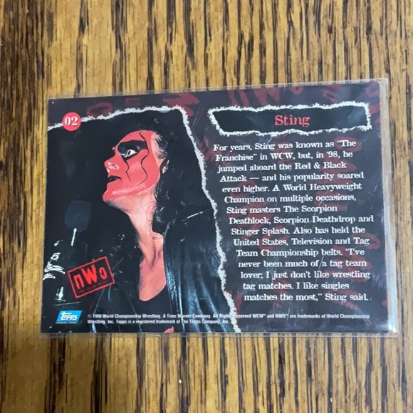 5 STING wrestling collectors cards including Hogan & Savage WCWnWo Nitro NWO - Picture 5 of 7